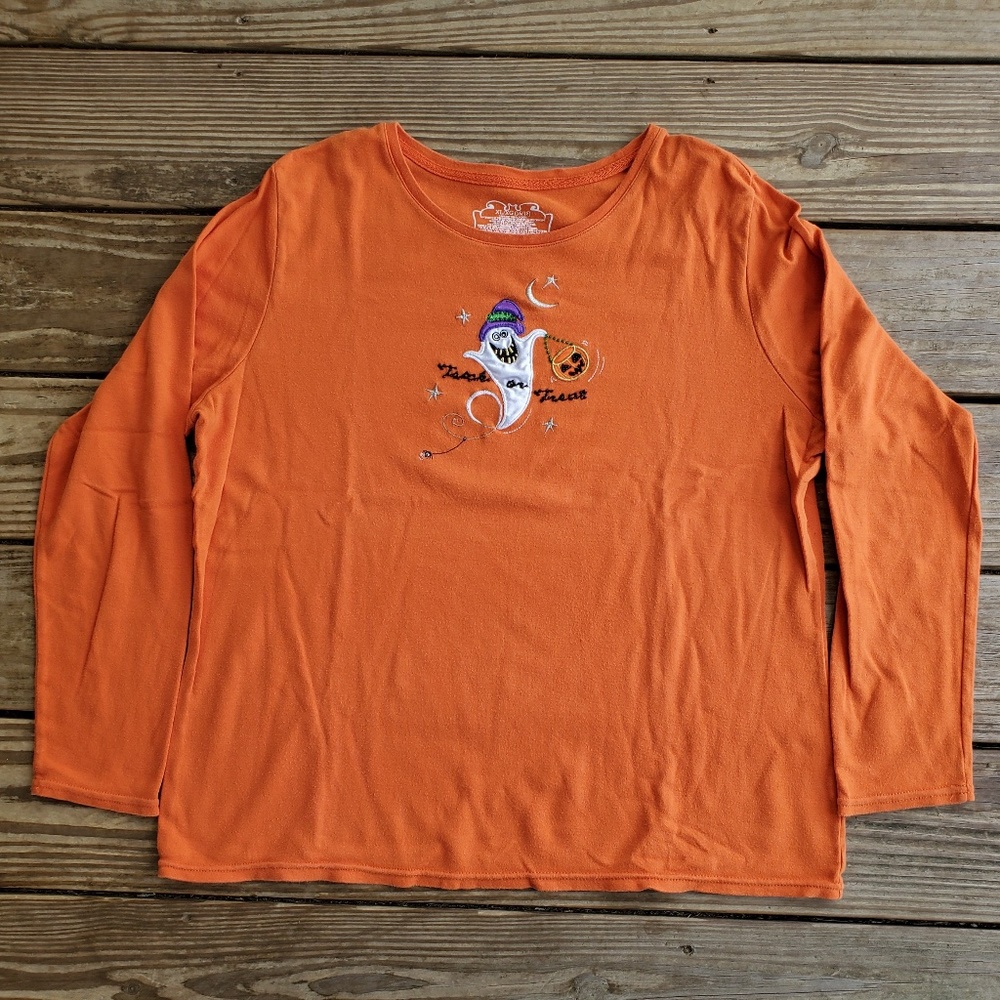 Halloween Orange Top Scoop Neck Women's Long Sleeves XL/XG 16/18